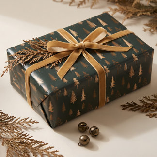 Elegant Faux Guld Tallskog Jul Presentpapper