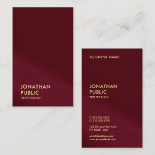 Elegant Faux Guld textmall Burgundy Red Luxe Visitkort