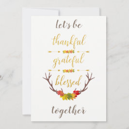 Elegant Faux Guld Thankful Thanksgiving Inbjudan