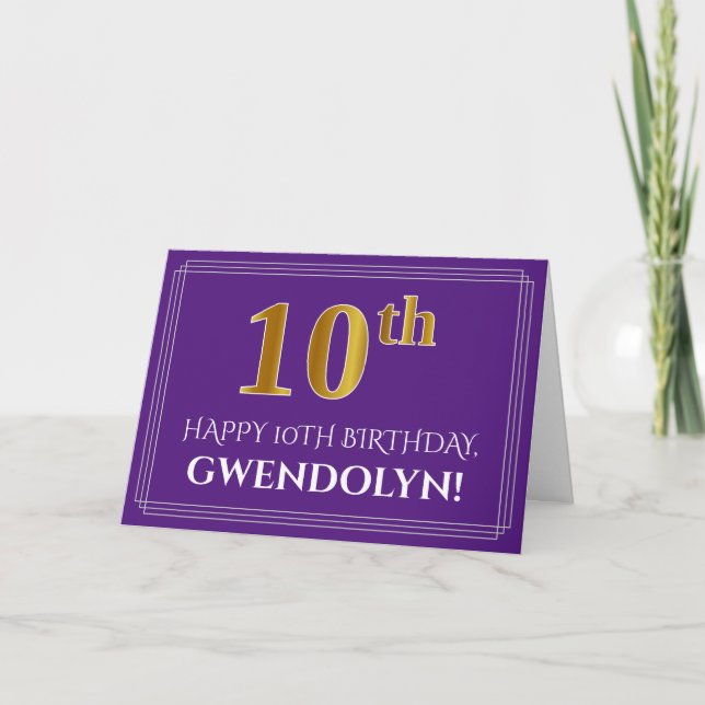 Elegant Faux Guld Titta 10:e födelsedagen, Namn; L Kort (Framsida)