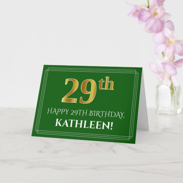 Elegant Faux Guld Titta 29:e födelsedagen, Namn (G Kort (Orkide)