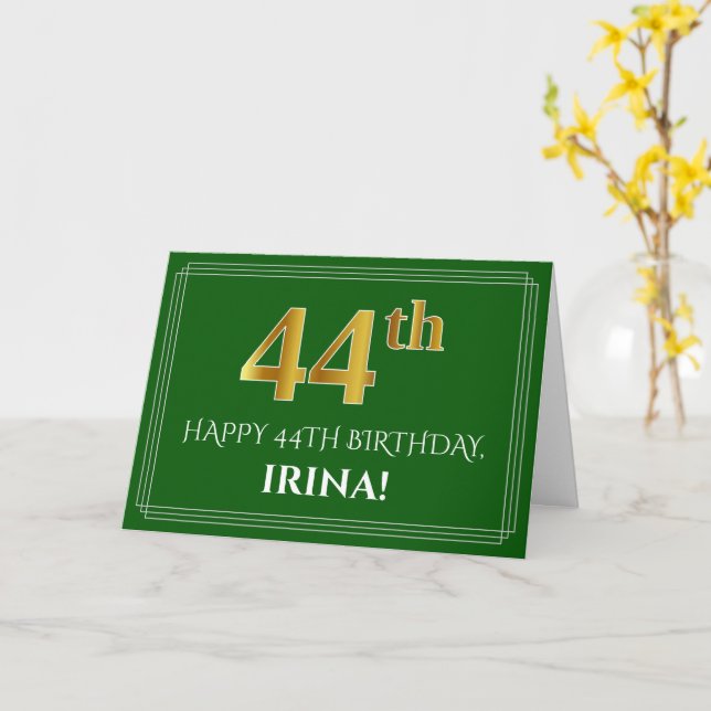 Elegant Faux Guld Titta 44:e födelsedagen, Namn (G Kort (Gul blomma)