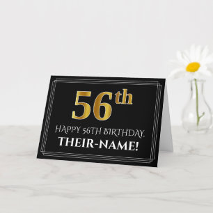 Elegant Faux Guld Titta "56:e" födelsedagen + Namn Kort