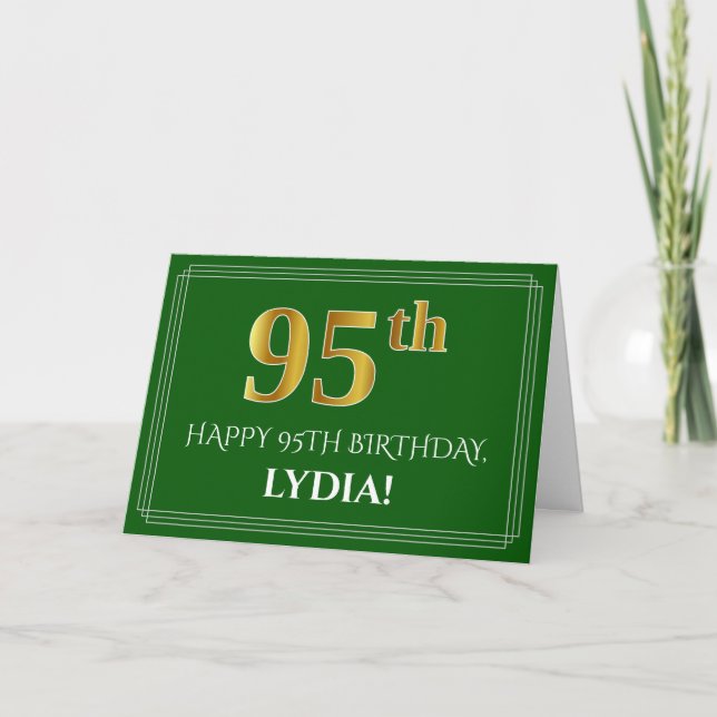 Elegant Faux Guld Titta 95:e födelsedagen, Namn (G Kort (Framsida)