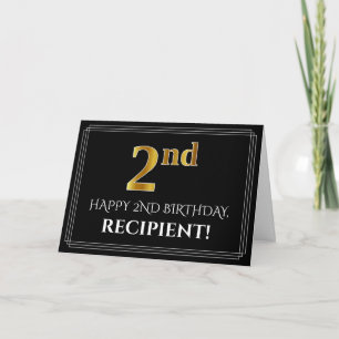 Elegant Faux Guld Titta "andra födelsedag" + Namn Kort