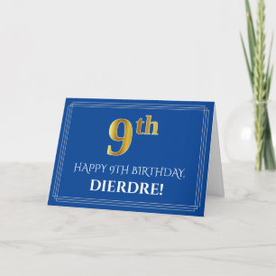 Elegant Faux Guld Titta nionde födelsedagen, Namn Kort