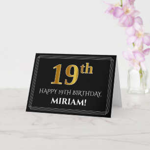 Elegant Faux Guld titta på "19:e" födelsedagen + N Kort