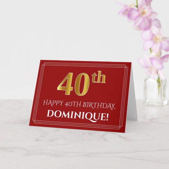 Elegant Faux Guld Titta på 40:e födelsedagen, Namn Kort (Orkide)