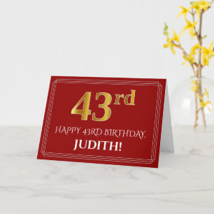 Elegant Faux Guld Titta på 43:e födelsedagen, Namn Kort
