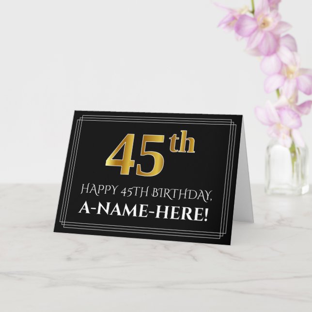 Elegant Faux Guld Titta på "45:e" födelsedagen + N Kort (Orkide)