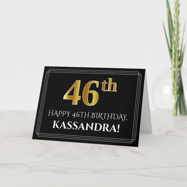 Elegant Faux Guld Titta på "46:e" födelsedagen + N Kort (Framsida)