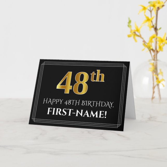 Elegant Faux Guld Titta på "48:e" födelsedagen + N Kort (Gul blomma)