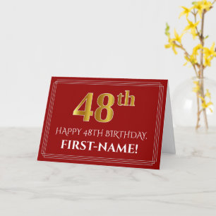 Elegant Faux Guld Titta på 48:e födelsedagen, Namn Kort