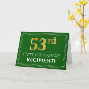 Elegant Faux Guld Titta på 53:e födelsedagen, Namn Kort