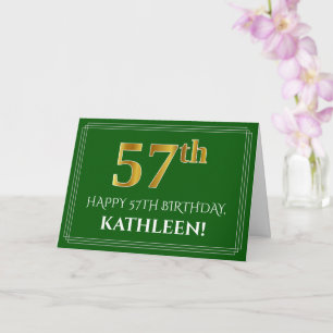 Elegant Faux Guld Titta på 57:e födelsedagen, Namn Kort