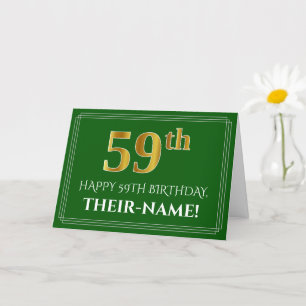 Elegant Faux Guld Titta på 59:e födelsedagen, Namn Kort
