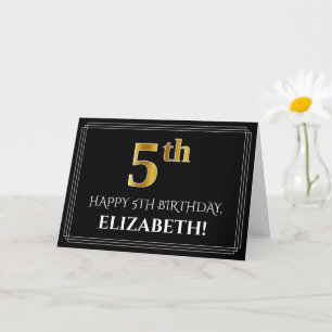 Elegant Faux Guld Titta på "5:e födelsedag" + Namn Kort