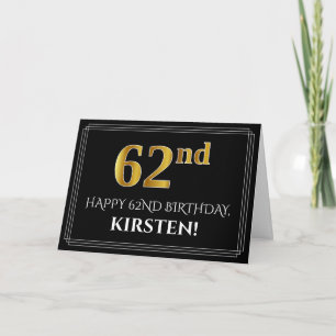 Elegant Faux Guld Titta på "62:a" födelsedagen + N Kort
