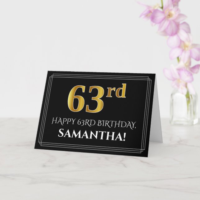 Elegant Faux Guld Titta på "63:e" födelsedagen + N Kort (Orkide)