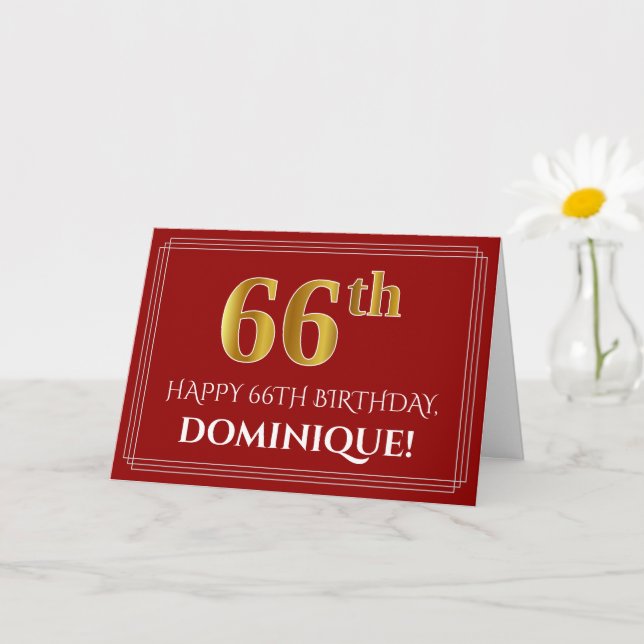 Elegant Faux Guld Titta på "66:e" födelsedagen, Na Kort (Liten växt)