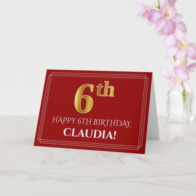 Elegant Faux Guld: Titta på "6e" födelsedagen, Nam Kort (Orkide)