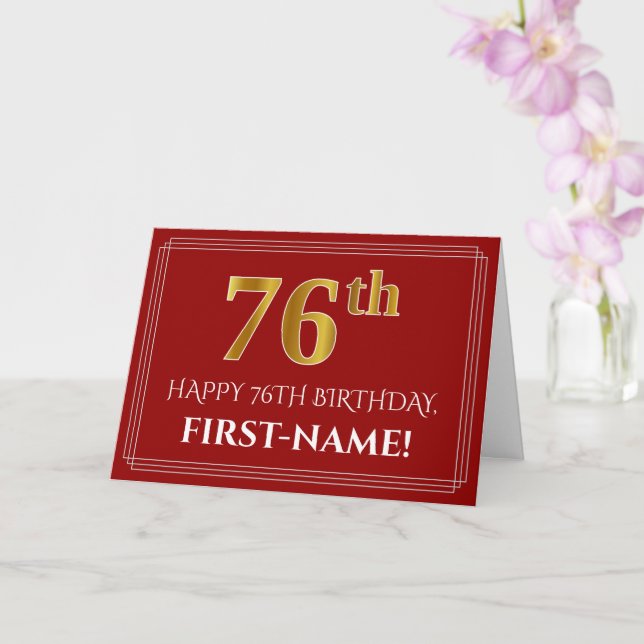 Elegant Faux Guld Titta på 76:e födelsedagen, Namn Kort (Orkide)