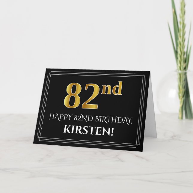 Elegant Faux Guld Titta på "82:a" födelsedagen + N Kort (Framsida)