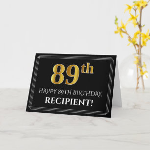 Elegant Faux Guld Titta på 89:e födelsedagen + Nam Kort