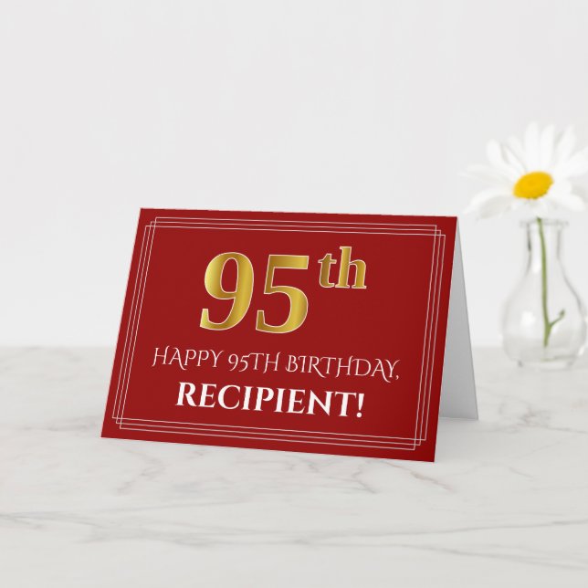 Elegant Faux Guld Titta på 95:e födelsedagen, Namn Kort (Liten växt)