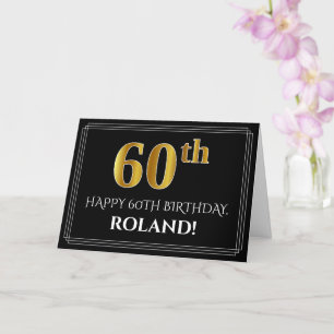 Elegant Faux Guld tittar "60:e" födelsedagen + Nam Kort