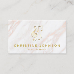 elegant faux guld treble clef on rosa marble visitkort