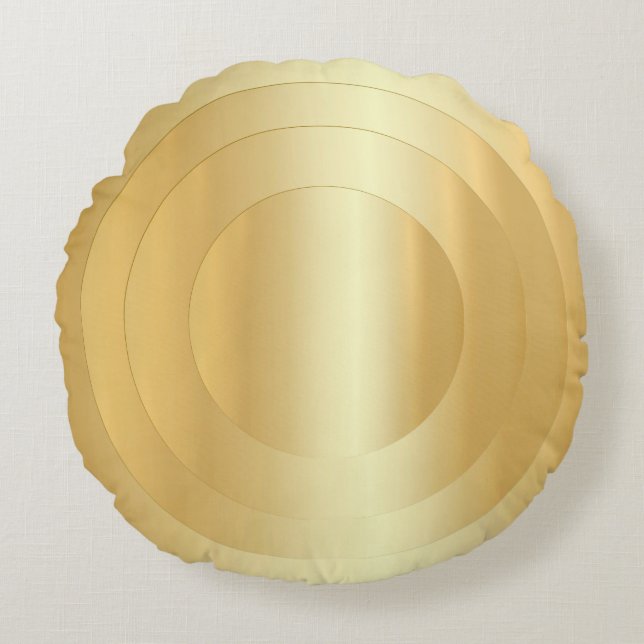 Elegant Faux Guld Trendig Glamorös Mall Rund Kudde (Framsidan)