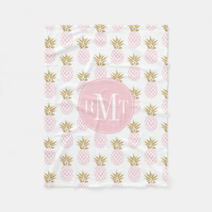 Elegant faux guld tropiska ananas mönster fleecefilt