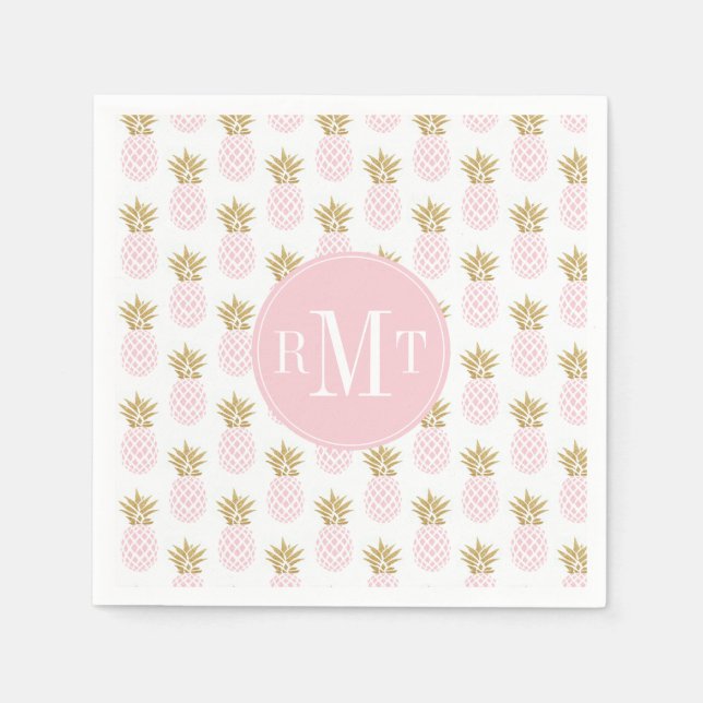 Elegant faux guld tropiska ananas mönster pappersservett (Framsidan)