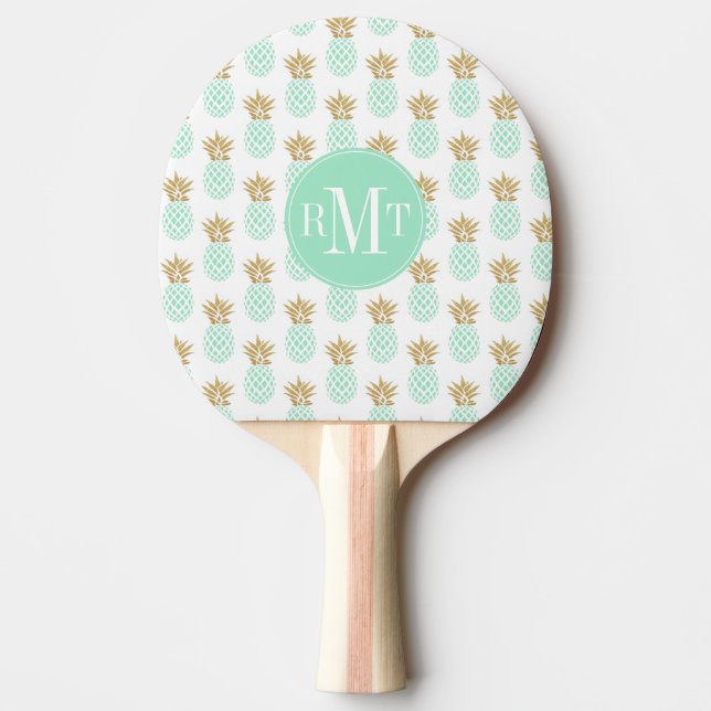 Elegant faux guld tropiska ananas mönster pingisracket (Framsidan)