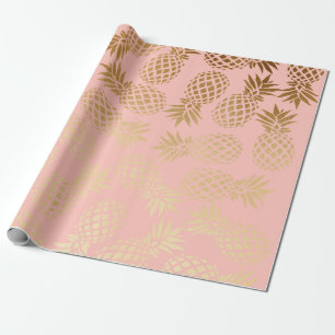 elegant faux guld tropiska ananas mönster presentpapper