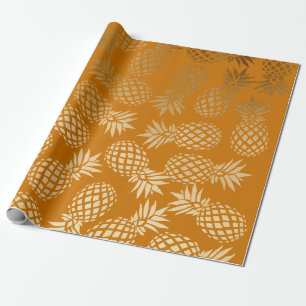 elegant faux guld tropiska ananas mönster presentpapper