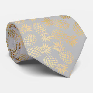 elegant faux guld tropiska ananas mönster slips