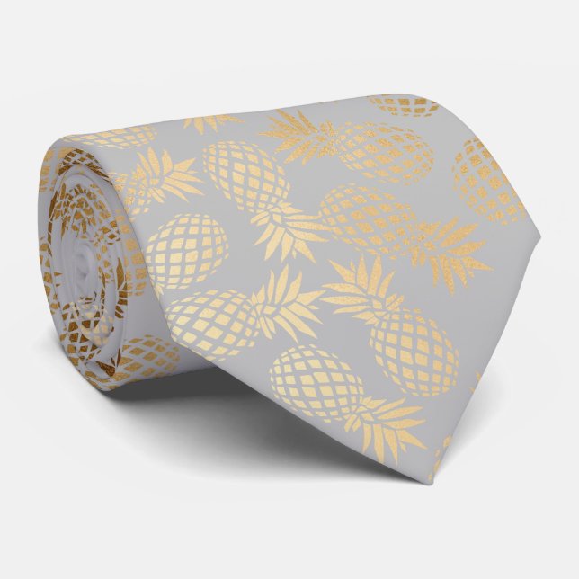 elegant faux guld tropiska ananas mönster slips (Rullad)