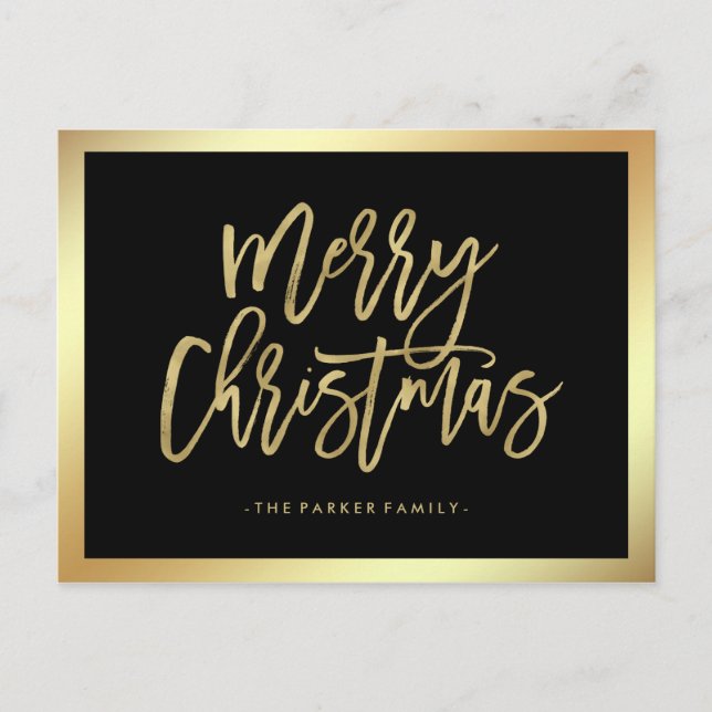 Elegant Faux Guld Typography | God jul Helg Vykort (Framsida)