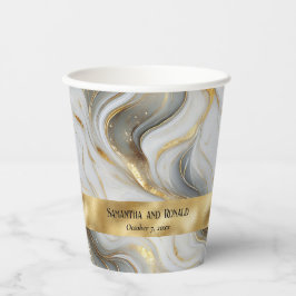 Elegant Faux Guld, Vit och Grått marmorerad Bröllo