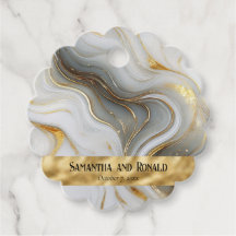 Elegant Faux Guld, Vit och Grått marmorerad Bröllo