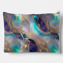 Elegant Faux Guld w Teal & Lila Opal Stone Large