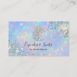 Elegant Faux Holografik Rainbow Glitter Cupaka Visitkort