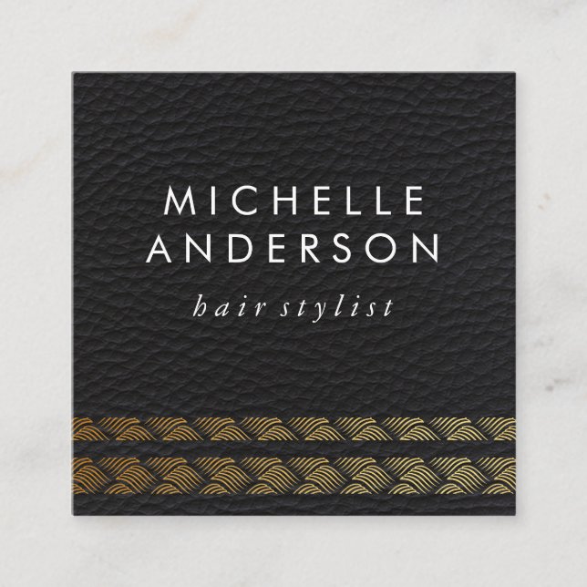 Elegant Faux Leather Guld Weave (förmånskort) Lojalitetskort (Framsida)