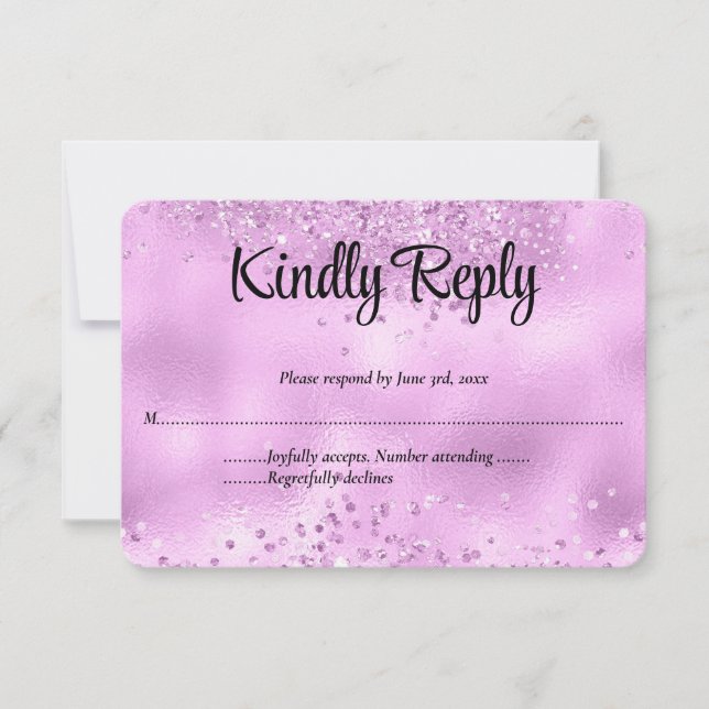 Elegant Faux Lilac Glitter Foil Bröllop OSA card (Framsida)