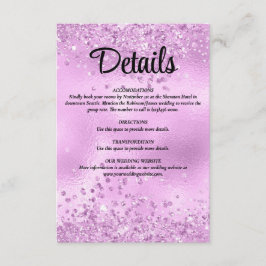 Elegant Faux Lilac Glitter & Foil Bröllop Tilläggskort