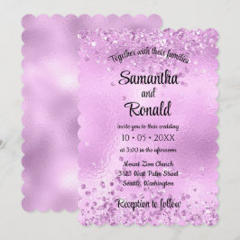 Elegant Faux Lilac Glitter och Foil Bröllop Inbjudningar