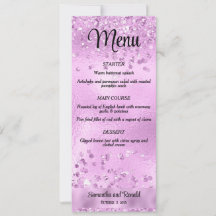 Elegant Faux Lilac Glitter och Foil Bröllop Menu