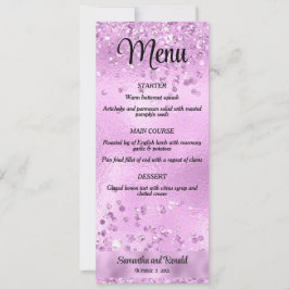 Elegant Faux Lilac Glitter och Foil Bröllop Menu Inbjudningar